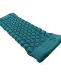 Fast Inflate Camping Mattress With Foot Pump On The Go Ergonomic Design And Neck Support Pillow Peacock Blue Nylon Quadrilateral Sleeping Pad Portable Outdoor Pad Durable And Puncture Resistant shown in peacock blue