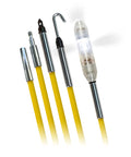 Low Flex Yellow Jacket Fish Tape Wire Puller Kit 15 Feet Coated Fiberglass Rod with hook and LED tip