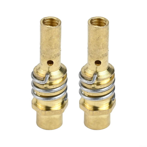 MIG Torch Consumable Kit For 15AK And MB15 With 0.8mm Copper Contact Tips, close-up of two brass tip holders