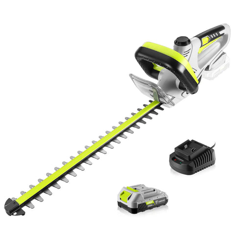 Lightweight 20V Cordless Hedge Trimmer With 20 Inch Cutting Bar Battery Included Five Eighth Inch Cutting Capacity For Yard Garden And Shrubs Easy Grip For Women And Seniors Powerful Trim with charger and battery