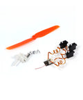 Heavy Hitter Brushed Motor Power System For Fixed Wing Model Airplane With S Fhss Receiver And Precision Servo Kit components including motor, propeller, and servos.