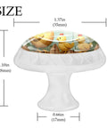 White Dresser Knobs Set 4 Pieces with Cool Flower and Chicken Fence Pattern, 35mm ABS Crystal Glass Pull Handle detail with dimensions.