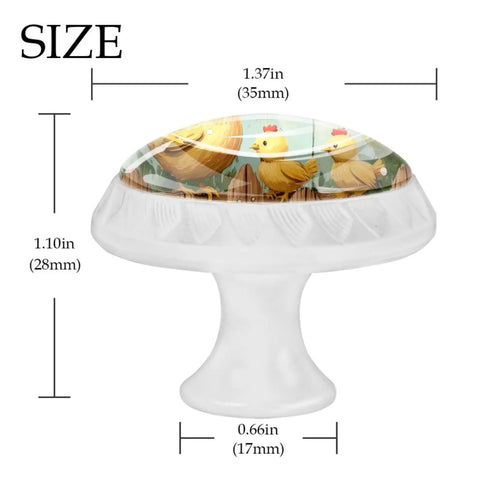 White Dresser Knobs Set 4 Pieces with Cool Flower and Chicken Fence Pattern, 35mm ABS Crystal Glass Pull Handle detail with dimensions.