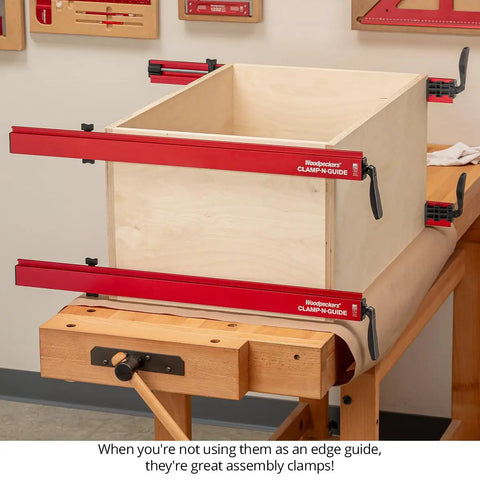 No Sweat Precision Rail And Clamp For Circular Saw And Router With Dual Fence Guide Made In Usa on wood project during assembly.