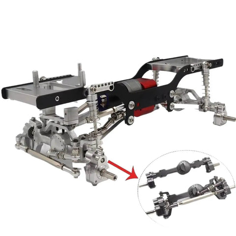 Full Metal RC Car Chassis Frame Kit With Shock Absorber Pull Rod And Portal Axle For MN Series D90 D91 D99 D99S Red Upgrade