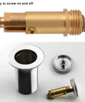 Slick Pair Of Solid Brass Basin Sink Drain Plugs With Smooth Push Pop Up Mechanism Rust Resistant. Includes metal drain fitting.