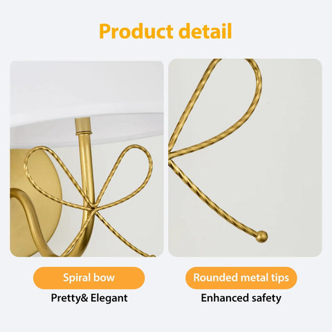 Zero Drilling Hassles Hit Different Vibe Bow Wireless Wall Sconces Set Of 2 Rechargeable Dimmable Led Night Lights With Remote Control 15 Accent Tones For Girls Bedrooms And Living Spaces detailed view of spiral bow and rounded metal tips