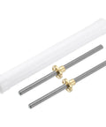 Two Pack 150mm TR8x2 Lead Screws With Brass Nuts Acme Thread 2mm Pitch 1 Start 2mm Lead 304 Stainless Steel Rods For 3D Printer Upgrades In Silver