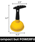 Yellow Mini Sink Plunger Duo Pack For Bathrooms Showers Bathtubs And Kitchens Short Handled Drain Cleaner Compact Size 6.1 x 4.2 x 2.9"
