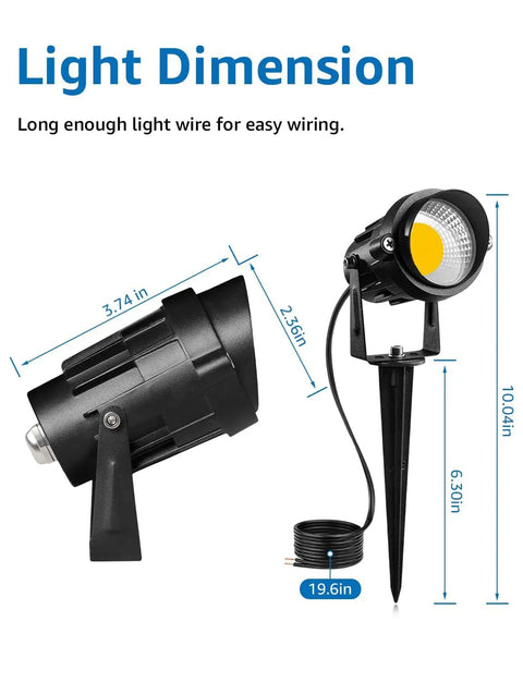 Dimensions of Low Voltage 12V LED Landscape Lights Four Pack, Waterproof Outdoor Pathway Spotlights With Spike Stand
