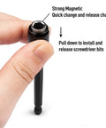 Close-up of Three Piece Magnetic Quick Release Bar Socket Screwdriver Bit Holder Set With One Quarter Inch Hex Shank Magnetic Extension