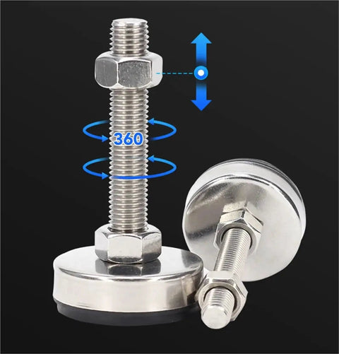 Stainless Steel Adjustable Lathe Leg Leveling Feet With Threaded Body No Wobble Precision Height Tuning Swivel Base 10 Pack