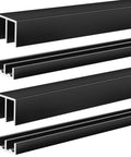 Two Pack 3 Foot Black Aluminum Sliding Door Track Set For Quarter Inch Thick Panels Ideal For Closet Glass Doors Cabinets And Windows