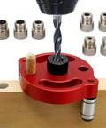 Self Centering Doweling Jig And Drill Guide For Precise 3 To 10 Mm Holes Portable Handheld Woodworking Locator in use
