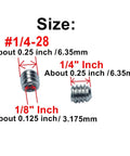 60 Piece 1/4-28 Stainless Steel Hex Socket Set Screws With 1/8 Inch Allen Wrench 304 Grade Grub Screws size dimensions