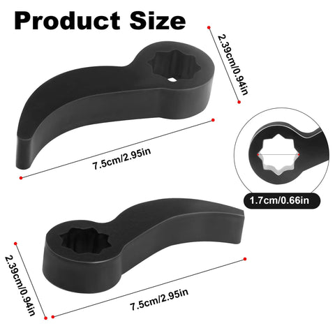 Black Pry Bar Wrench Adapter Head For One Half Inch Drive Ratchets And Breaker Bars, Crowbar Adapter With Adjustable Angle, size details.