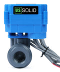 Heavy Duty Half Inch Upvc Motorized Ball Valve With Electric Two Wire Auto Return Switch, blue unit with lead free material.