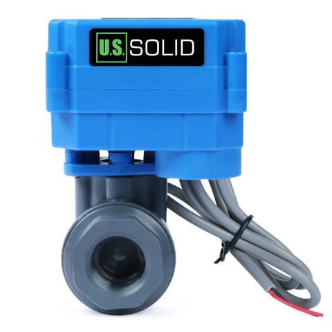 Heavy Duty Half Inch Upvc Motorized Ball Valve With Electric Two Wire Auto Return Switch, blue unit with lead free material.