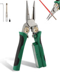 Eight In One Wire Stripper With Voltage Tester For Electricians, Heavy Duty Crimping And Cutting Tool, green multitool