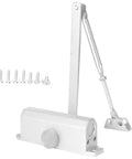Aluminum Hydraulic Door Closer And Stopper With 180 Degree Positioning For Indoor Outdoor Use, Smooth Quiet Close For Metal Wood And Fire Doors