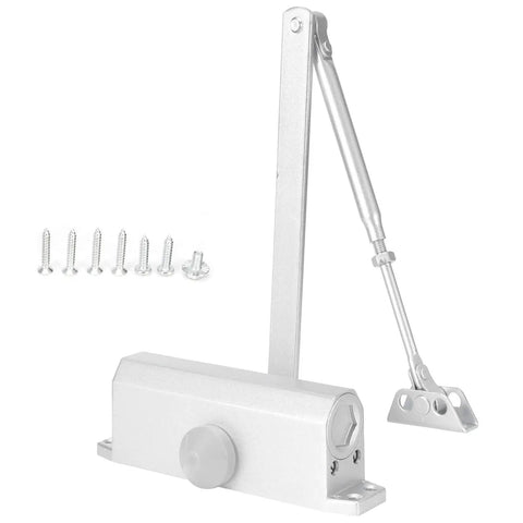 Aluminum Hydraulic Door Closer And Stopper With 180 Degree Positioning For Indoor Outdoor Use, Smooth Quiet Close For Metal Wood And Fire Doors