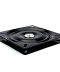Heavy Duty Bar Stool Swivel Replacement Plate With Full Ball Bearings For Recliner Chairs And Square Bar Stools 6 Inch Steel Swivel Plate Built To Last Beefy For Smooth Durable Weight Distribution, side view of black steel swivel plate