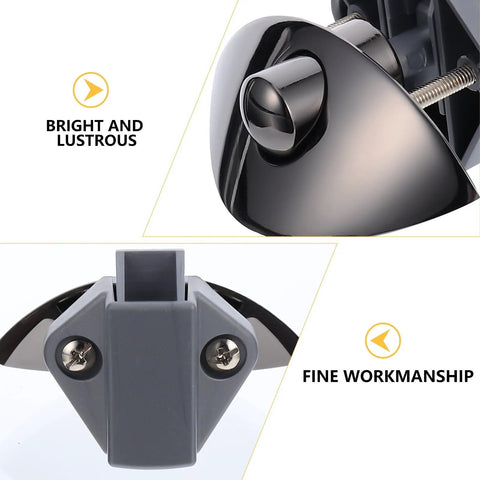 Front view of zinc alloy cabinet lock with gunmetal finish and press-release button.
Side view of marine-grade zinc alloy drawer lock with screws and bolt.
Close-up of press-release mechanism on gunmetal zinc alloy cabinet lock.
Installed cabinet lock on gray mounting bracket with two screws visible.