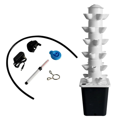 Vertical Hydroponic Tower Garden With 30 Pods And Auto Watering Timer Indoor Smart Garden With Movable Reservoir Soilless Planter