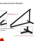 Heavy Duty 4 Pack Shipping Container Shelf Brackets Rock Solid Steel Rack Supports With Reinforced Stabilizer Bar For Garage Storage And Workshop Shelving Dead Simple Assembly close-up of robust steel bracket design with highlighted features.