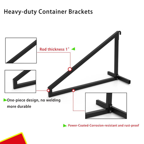 Heavy Duty 4 Pack Shipping Container Shelf Brackets Rock Solid Steel Rack Supports With Reinforced Stabilizer Bar For Garage Storage And Workshop Shelving Dead Simple Assembly close-up of robust steel bracket design with highlighted features.