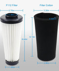 Endura F112 4 Pack Replacement Vacuum Filters with dimensions for Dirt Devil Upright Vacuums Odor Trapping Pre Motor Filters AD47936 Compatible