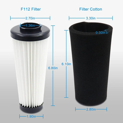 Endura F112 4 Pack Replacement Vacuum Filters with dimensions for Dirt Devil Upright Vacuums Odor Trapping Pre Motor Filters AD47936 Compatible