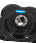 Close-up of 2-Pack Black Bakelite Valve Handwheel Knob with square interface for 8x8mm stem replacement on water spigots.
