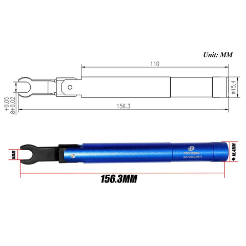 Pro Grade SMA Torque Wrench For RF Connectors 8 In Lbs Torque illustration with dimensions in blue