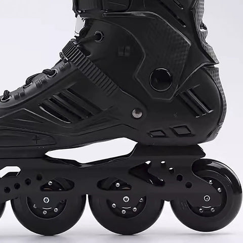 Close-up of inline roller skate with 60mm Inline Skate Wheels 90A Hardness Replacement Pack With Bearings For Indoor And Outdoor Skating
