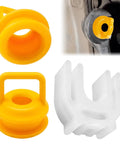 Transmission Shifter Linkage Cable Bushing Repair Kit For Chevy GMC Dodge Ram showing yellow bushings and white forked retainer