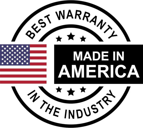 Made in America badge featuring US flag and circular Best Warranty seal