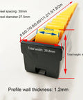 Heavy Duty Conveyor With Plastic Skate Wheels For Flow Rack Conveyor Use with dimensions and specifications displayed.