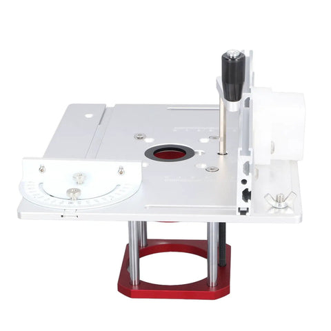 Router Lift Base Kit For Precision Woodworking, Aluminum Table Insert Plate With 0-54mm Height Adjustment, Easy Clamping, Pro Grade Durable Alloy Build For Small Trim Routers And DIY Workshops, top view