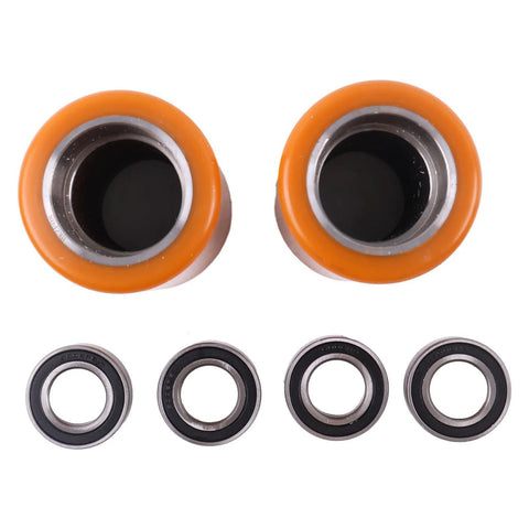 2X Load Wheel 51064639 Replacement for Jungheinrich EJE120 Pallet Jack, heavy-duty set, orange wheels with bearings