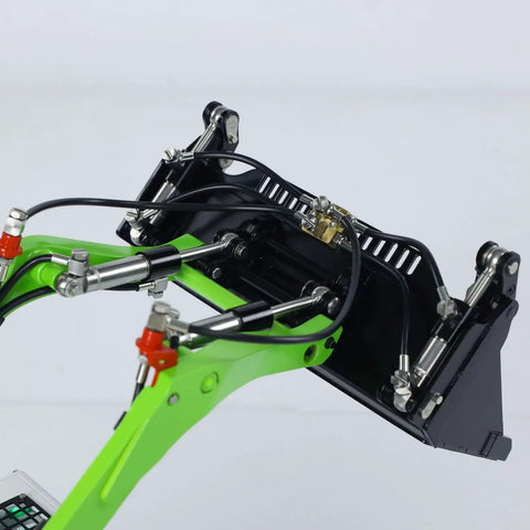 Badass Hella Smooth Large Scale RC Hydraulic Skid Steer Loader Ready To Run Remote Control Crawler Truck close-up of hydraulic arm