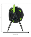 Front view of the 48 Gallon Geared Two Compartment Compost Tumbler Black Plastic Easy Turn Dual Chamber Backyard Compost Bin