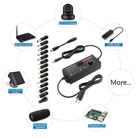 Versatile 144W Adjustable DC Power Supply From 9V To 36V, 4A Max, 100V-240V AC To DC Converter With LCD Display, 14 Tips, 5.5x2.5mm Plug