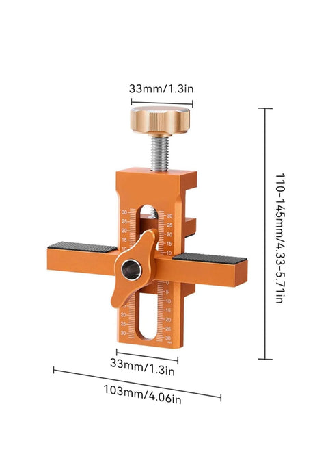 One Hand Cabinet Door Mounting Jig With 10mm Door Latch Drilling Bit Aluminum Alloy Clamp For Easy Hinge Installation