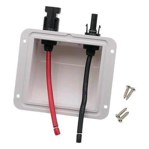 Double Cable Solar Cable Entry Gland for Roofs and Decks Weatherproof UV Resistant ABS Housing Lets Two Wires Pass Through a Single Roof Entry Easy Install For RV Boat Camper Van Marine Solar Installations 10AWG 0.33 ft, white