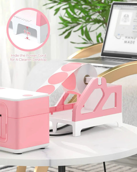 Heavy Hitter Universal Thermal Shipping Label Holder And Fan Fold Roll Organizer No Sweat Paper Dispenser Stand Pink Fits Your Favorite Printers