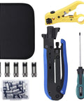 Coaxial Cable Crimper Kit With 20 F Compression Connectors For RG6 RG59 RG11 And More All In One Crimping Tool Set For DIY Home Installations
