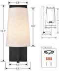 Dimensions and parts of Farmhouse Black Wall Sconces Set Of Two, Modern 1 Light Hardwired Matte Black Wall Lamp With Fabric Shade