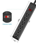 Rock Solid Six Outlet Surge Protector Power Strip With Six Foot Extension Cord And Six Hundred Joule Defense For Bulletproof Home Office Gaming Workstation Setup with protection switch