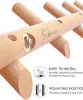 Wall Mounted Coat And Hat Rack With Five Hooks In Beautiful Wood Finish For Entryway Hallway Or Bedroom No Fuss Easy Setup Durable Robe Rack With Classic Design showing close-up of mounting hardware